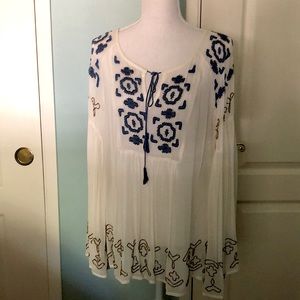 Vanessa Virginia embellished sheer peasant top